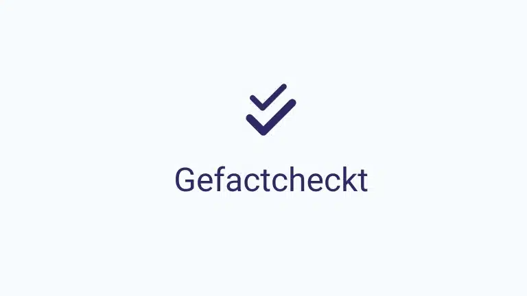 gefactcheckt icoon (dps) Lichtblauw vlak met daarop in donkerblauw het gefactcheckt-icoon van De Presenteerschool.